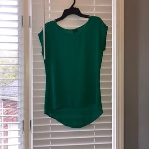 Green high low blouse